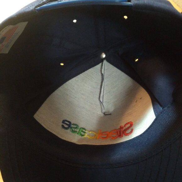 Vintage 90s Steelcase Rainbow Font Logo Snap Back Hat - Picture 7 of 9